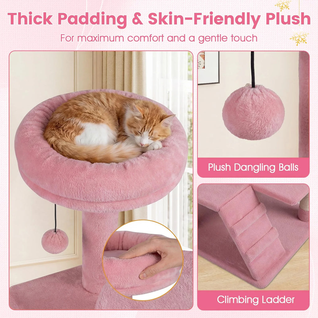 Tangkula 52" Tall Cat Tower with Cushioned Top Perch