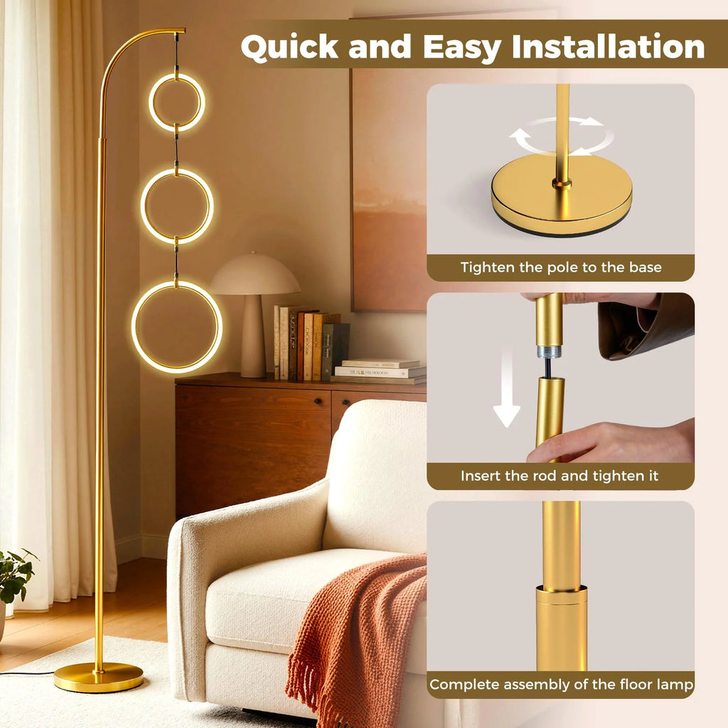 Tangkula 3-Light Floor Lamp Freestanding Industrial Tree Lamp