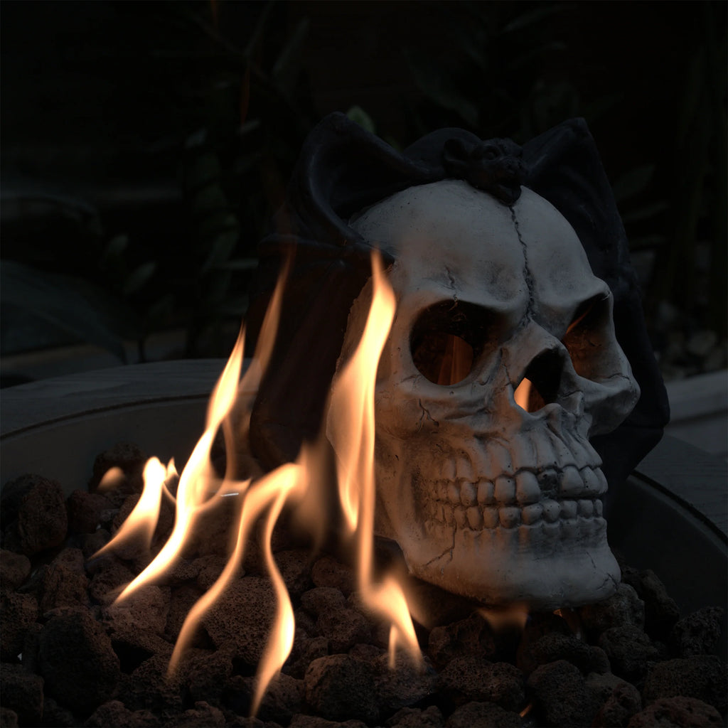 AECOJOY Fire Pit Demon Skull Gas Log for Ventless & Vent Free, Halloween Decor