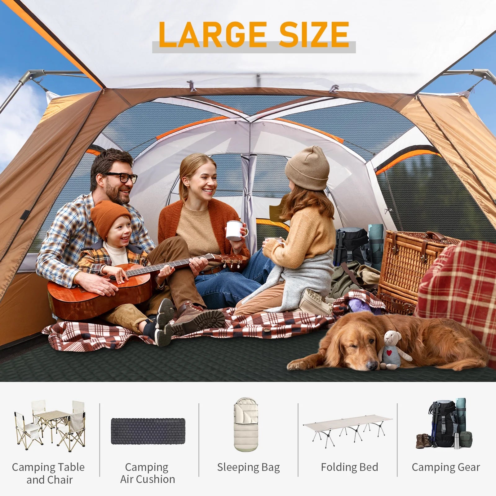 Zimtown 10 Person Tent Large Multi Room Tent for Family Camping Cabin Huge Tent with Carry Bag