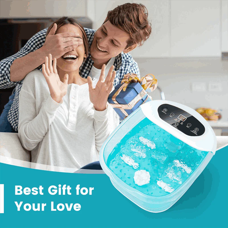 Foot Spa Bath Massager w/ Heat, Bubbles & Vibration Mode, Digital Temp Control, 12 Rollers, Pedicure Stone, Foot Soaker Tub for Relaxation