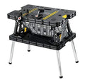 Keter ?C 197283 Folding Table Work Bench for Miter Saw Stand Woodworking Tools and Accessories with Included 12 Inch Wood Clamps ?C Easy Garage Storage Black/Yellow