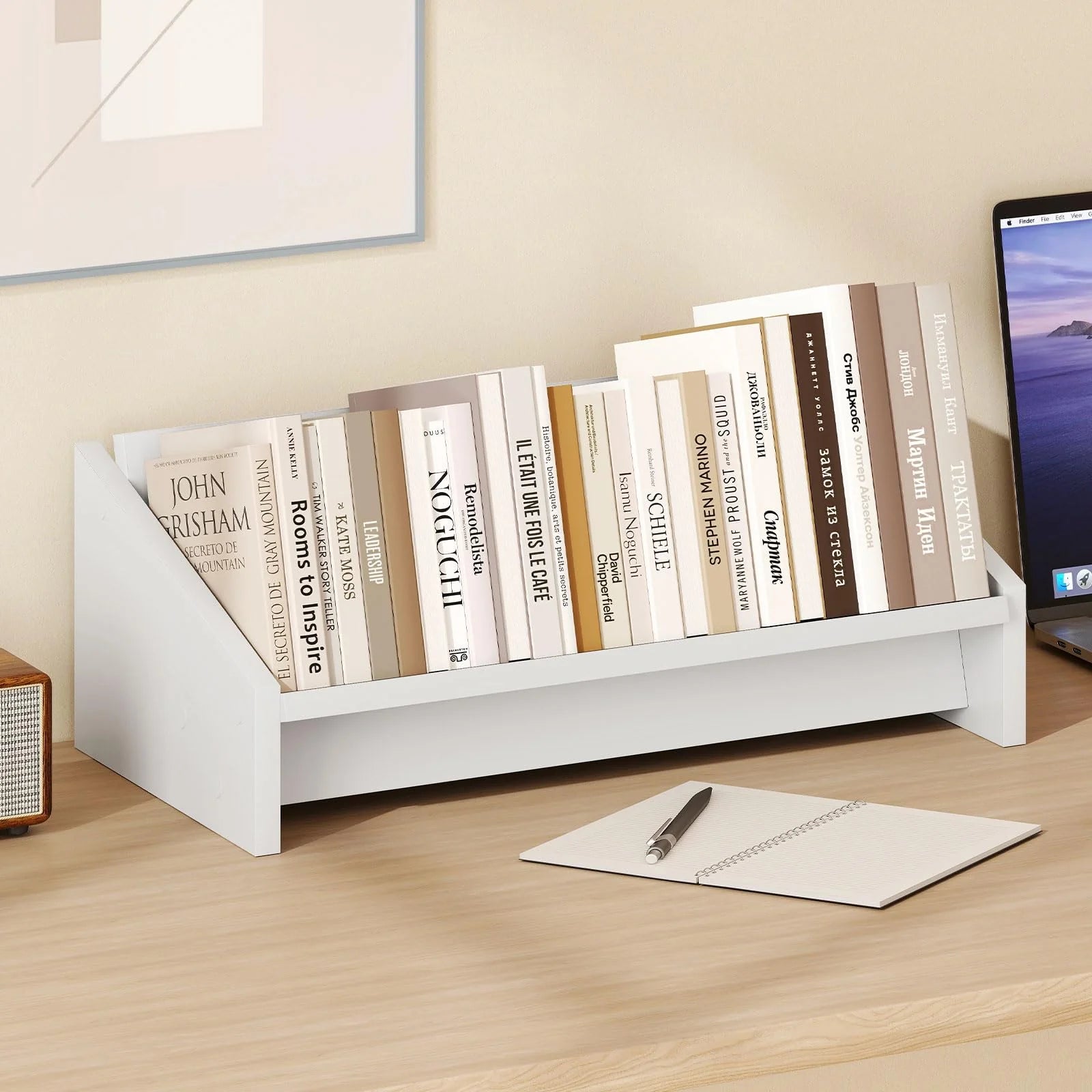 Tangkula Wooden Desktop Bookshelf | Tilting Bookcase Organizer for Magazines