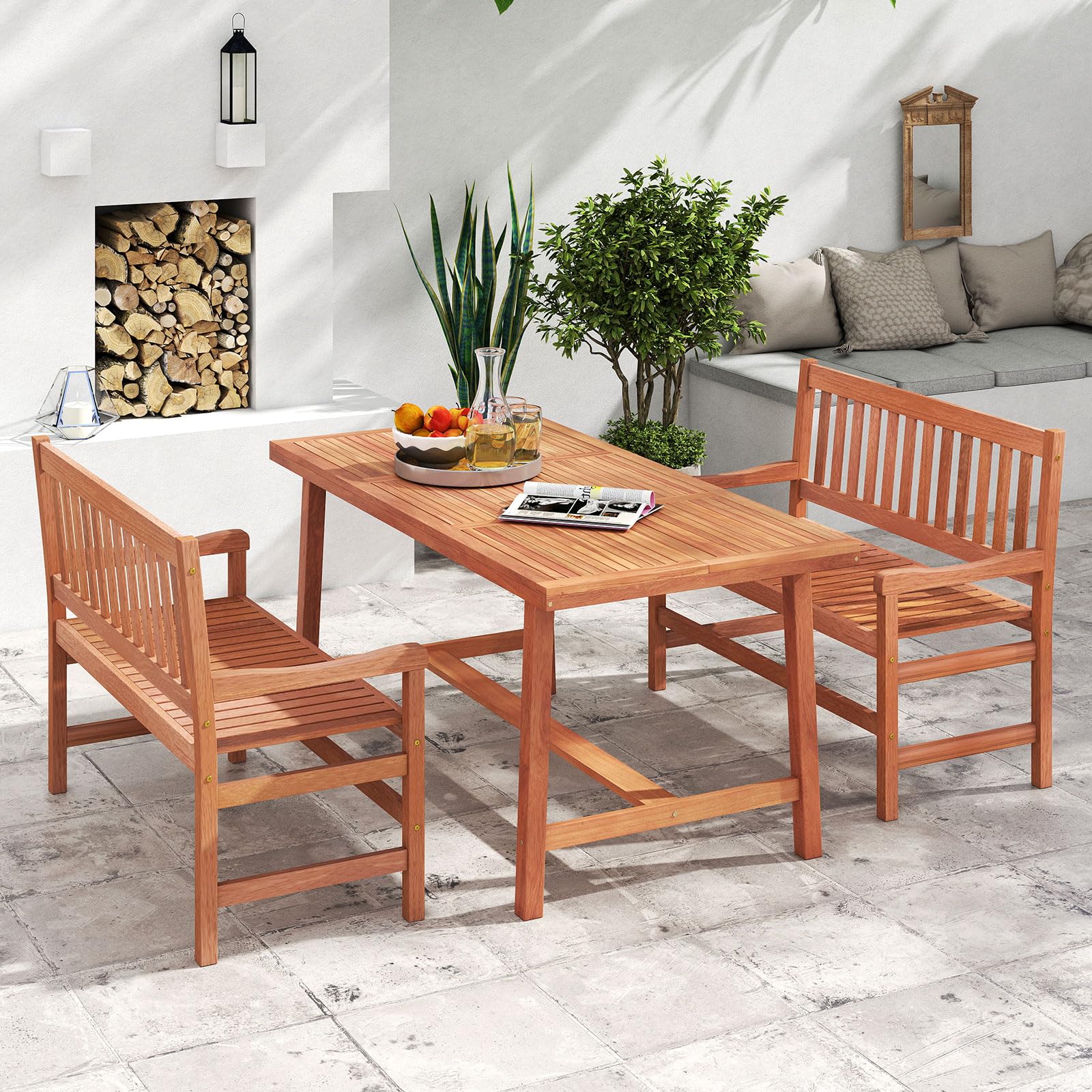 Tangkula 44 Inch Wood Outdoor Garden Bench