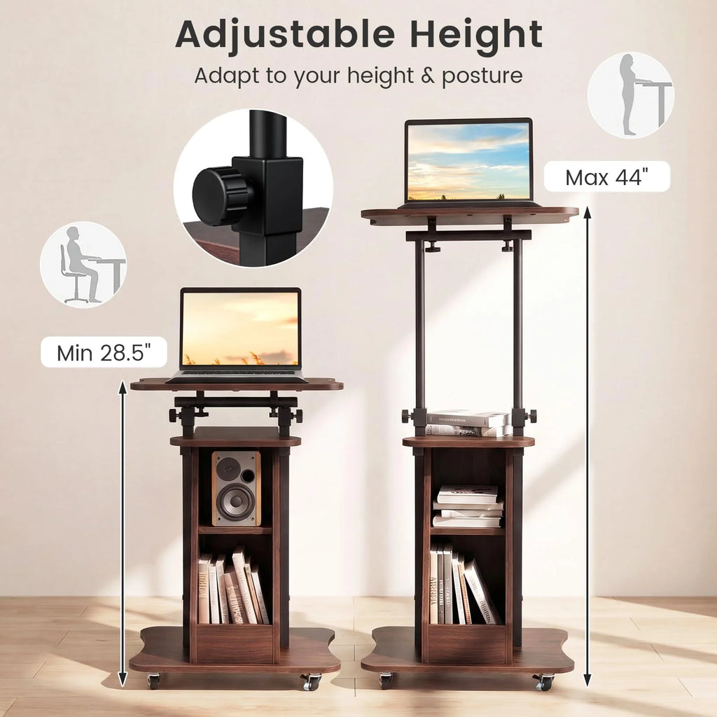 Tangkula Mobile Lectern Podium Height Adjustable Podium Stand