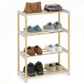 Tangkula 4-Tier Freestanding Shoe Stand with Slatted Open Shelves