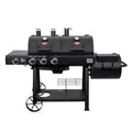 Texas Trio 4-Burner Dual Fuel Grill with Smoker in Black-Instock