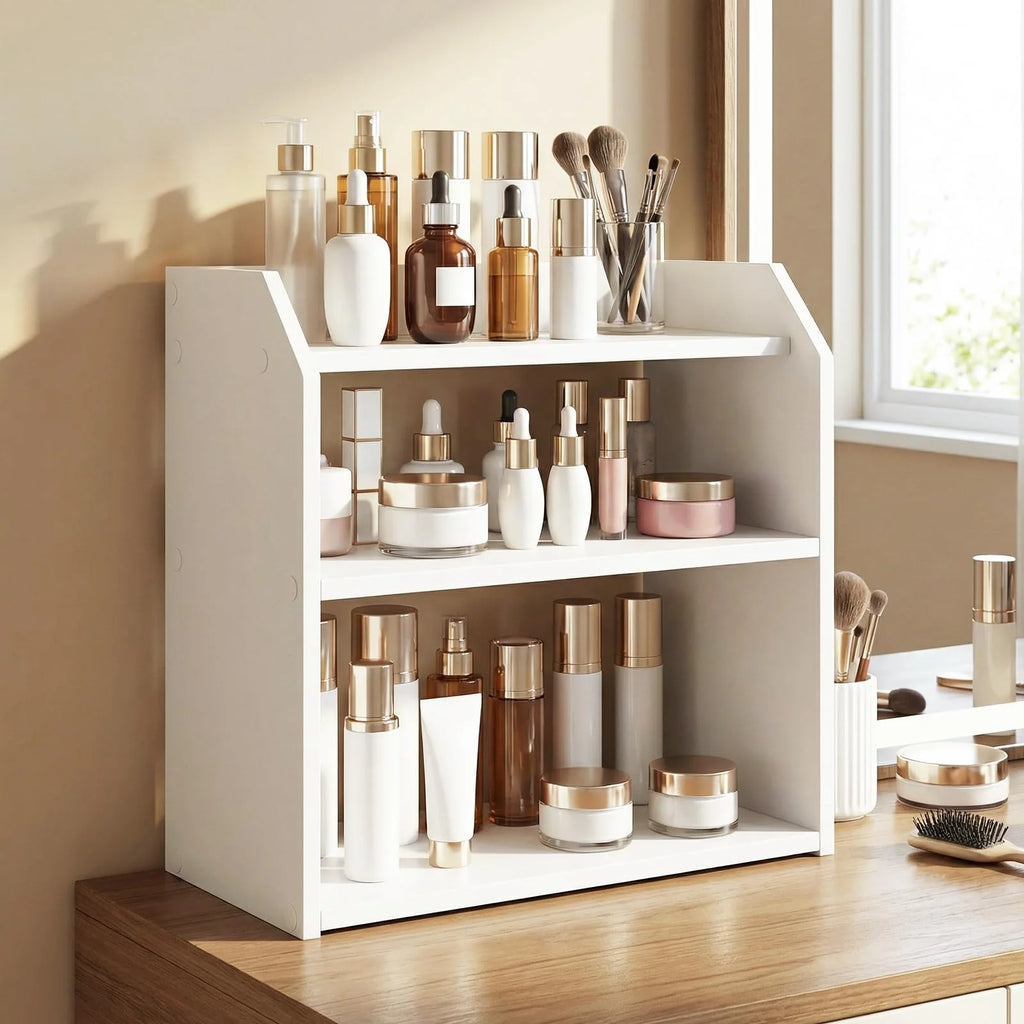 Tangkula 3-Tier Wooden Countertop Bookcase with Guardrails