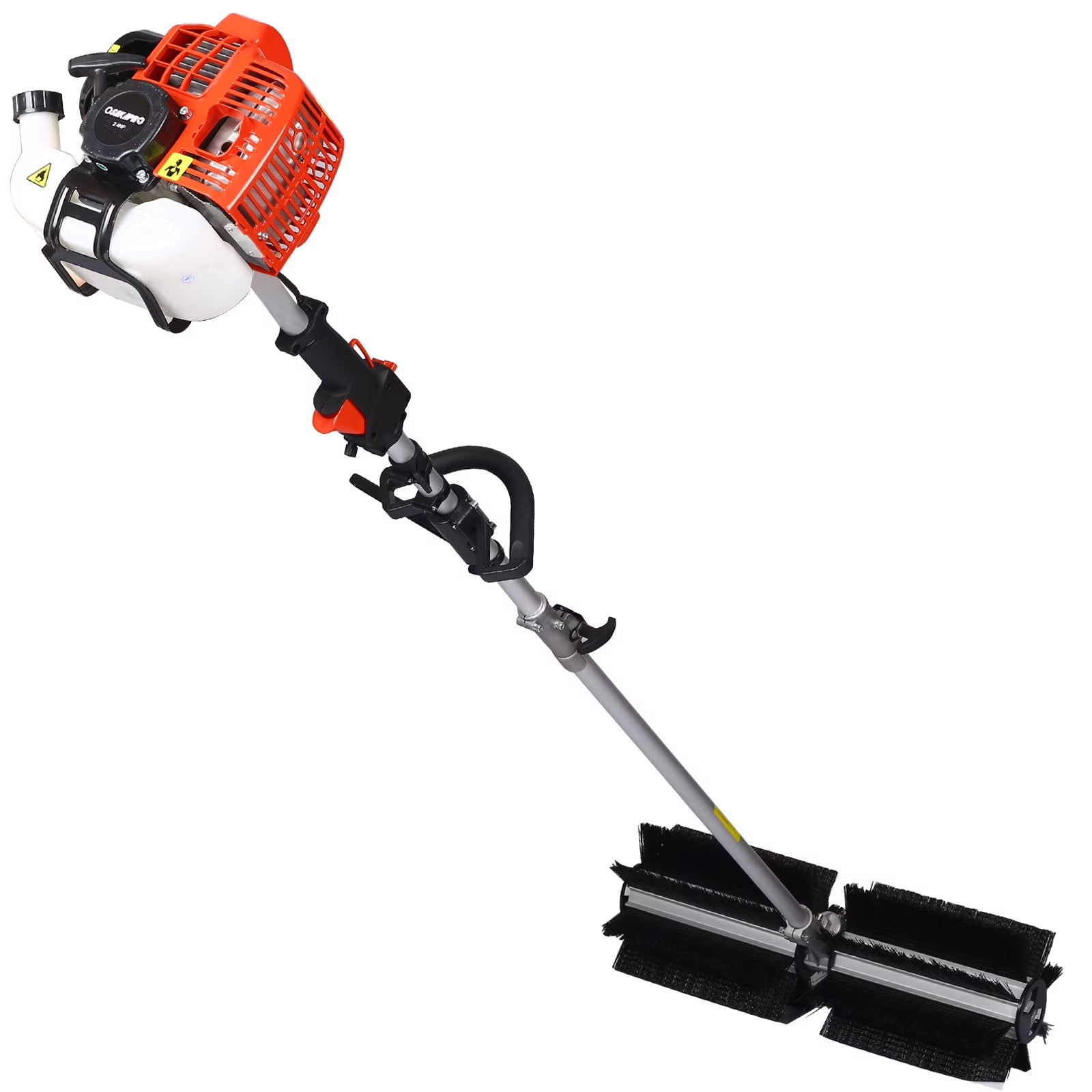 Power Snow Sweeper Brush Machine, 52cc Gasoline Walk - Behind Power Broom for Artificial Lawn Dirt Debris, 24" X 9" Brush, EPA Approved