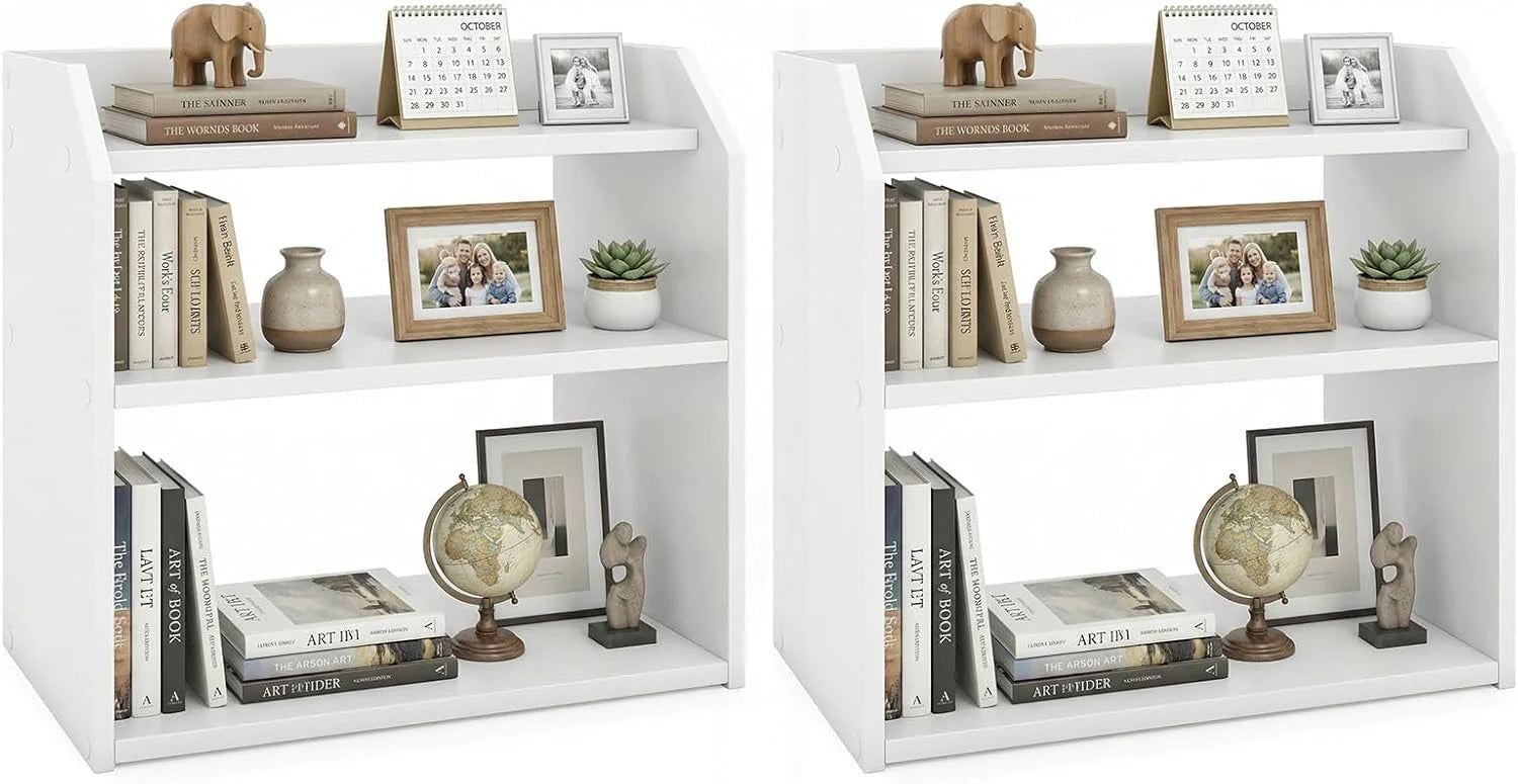 Tangkula 3-Tier Wooden Countertop Bookcase with Guardrails