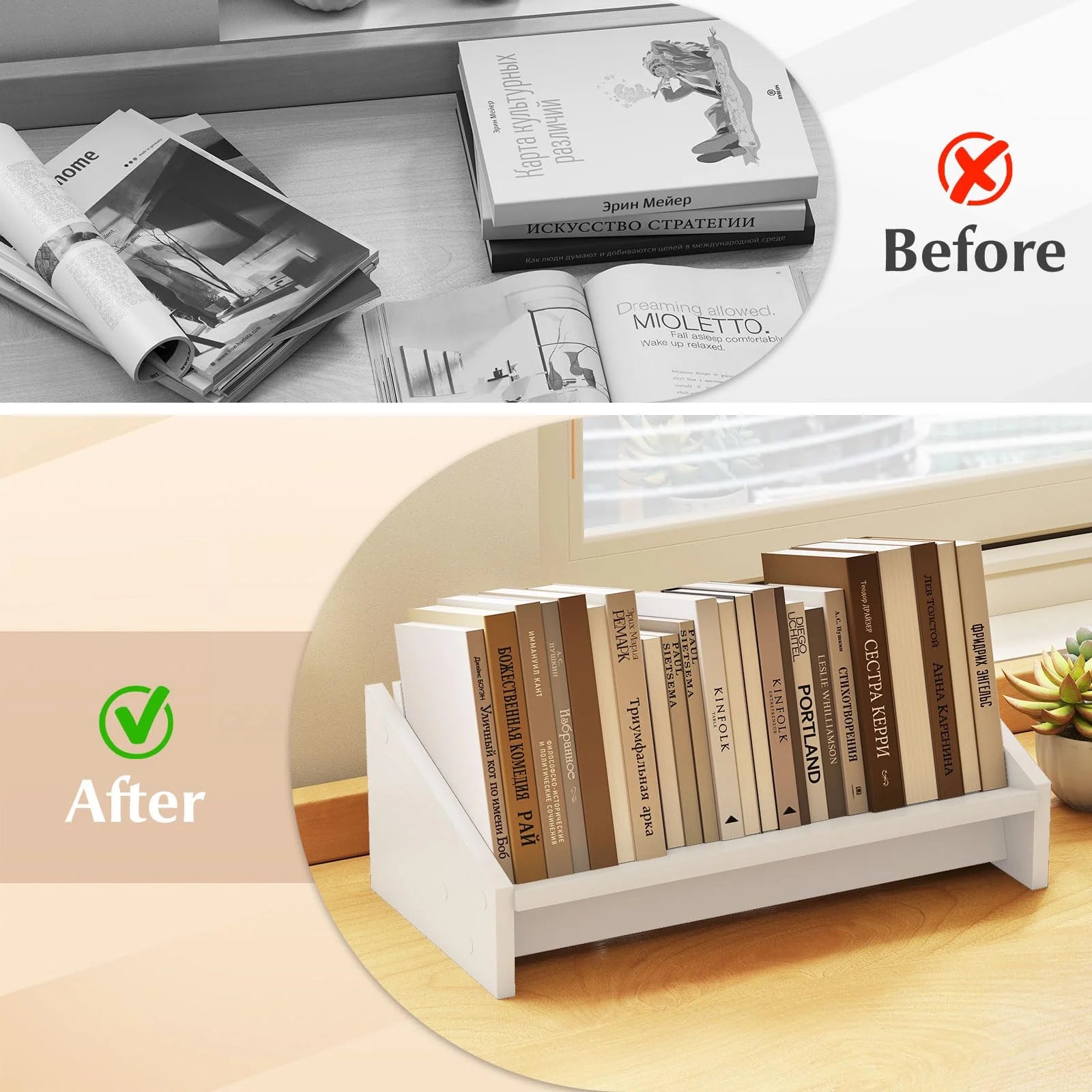 Tangkula Wooden Desktop Bookshelf | Tilting Bookcase Organizer for Magazines