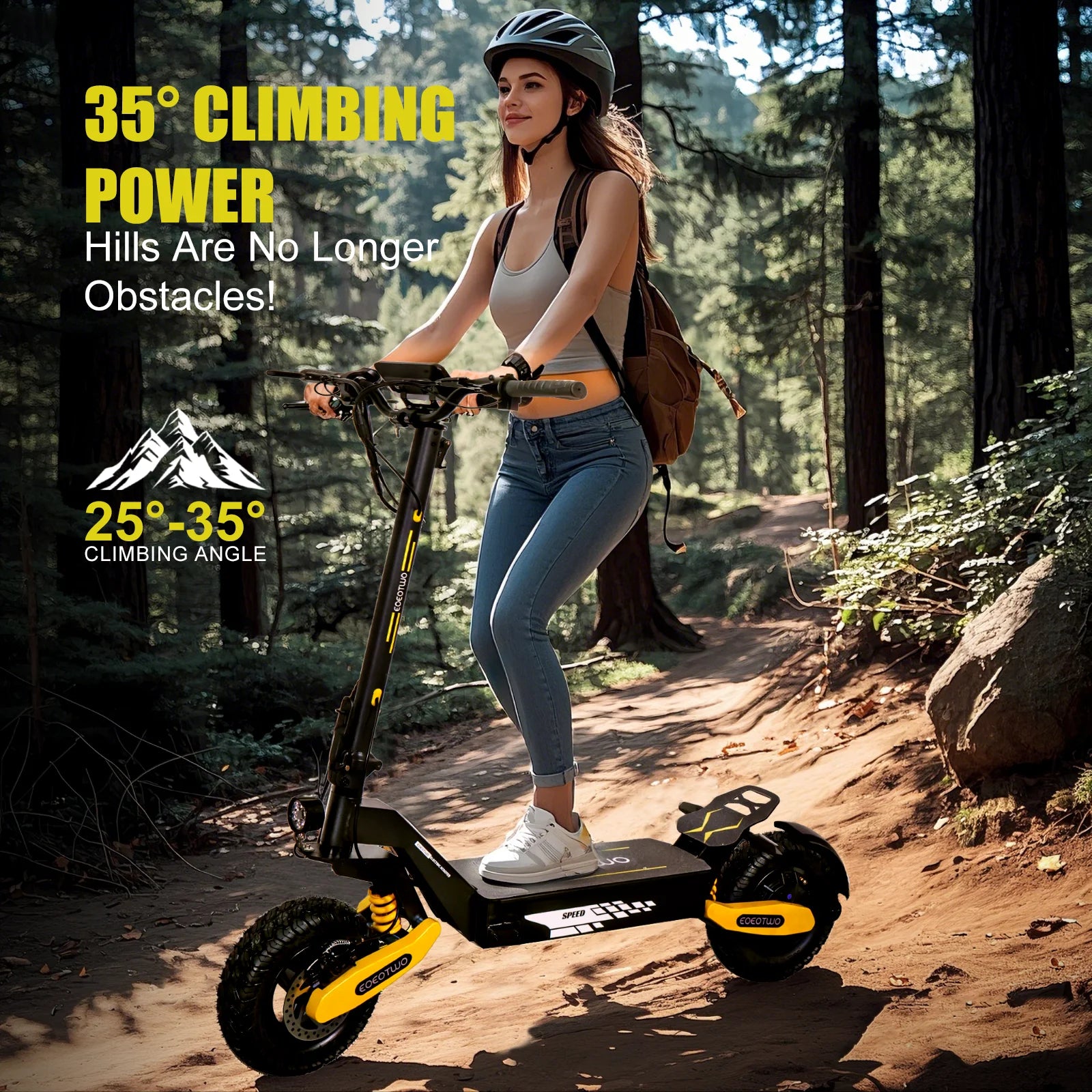 Off Road Electric Scooter for Adults, 1200W Motor Fast E Scooter, up to 28MPH Top Speed & 20miles Long Range, 11" Off - Road Tires, 330 lb MAX Load, Foldable