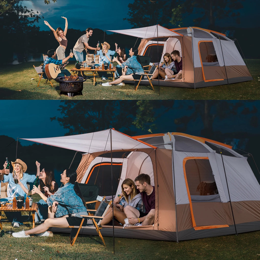 Zimtown 10 Person Tent Large Multi Room Tent for Family Camping Cabin Huge Tent with Carry Bag