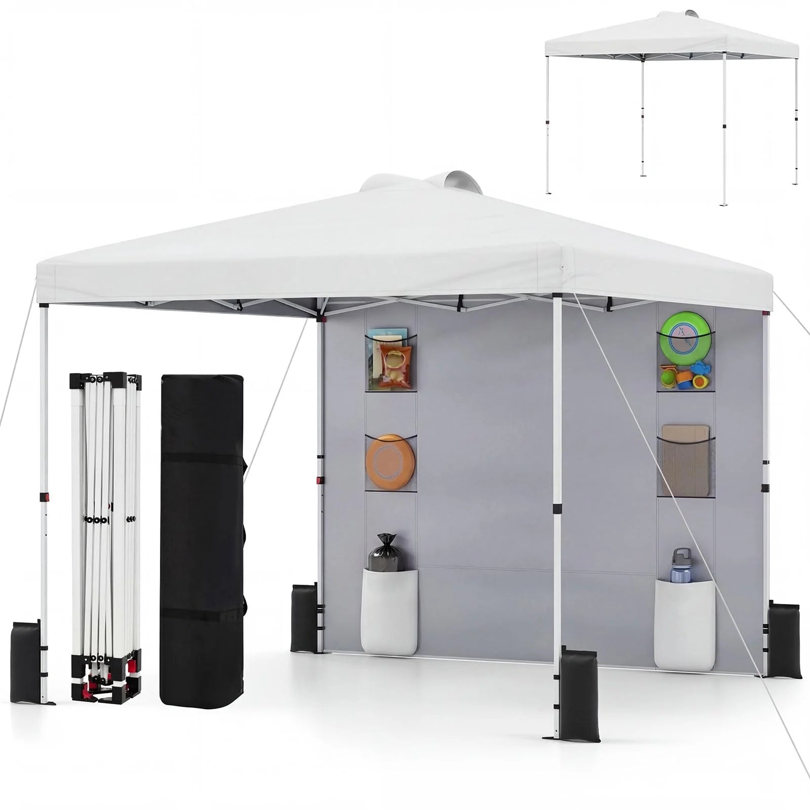 Tangkula 10x10 Ft Pop Up Canopy with Sidewall UPF50+ Commercial Canopy