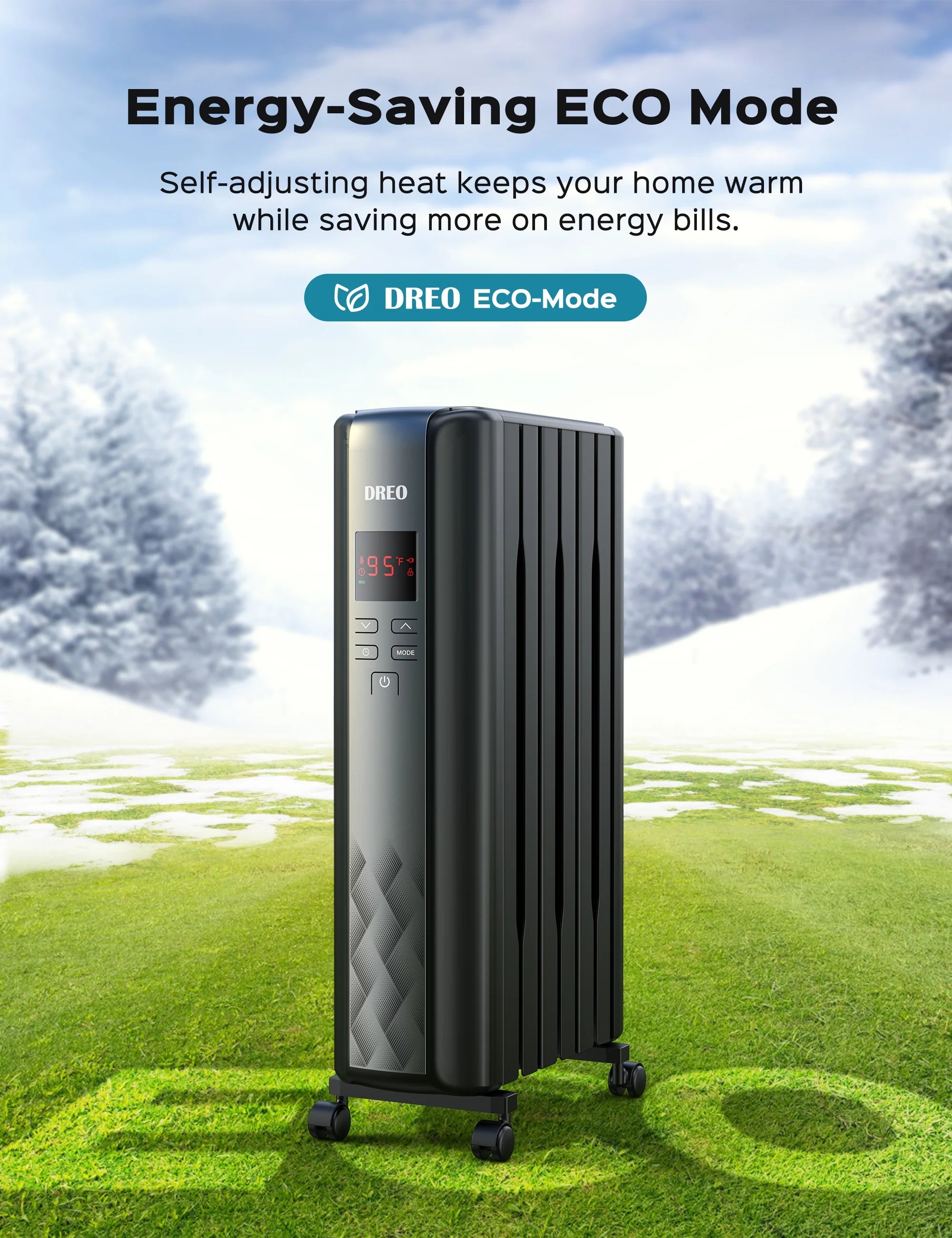Dreo Oil Filled Radiator, Electric Radiant Heaters for Indoor Use Large Room with Remote Control, Child Lock, 4 Modes, Overheat & Tip - Over Protection, 24h Timer, Digital Thermostat, Quiet, 1500W