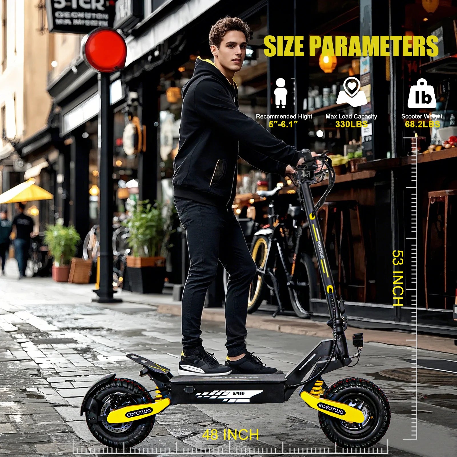 Off Road Electric Scooter for Adults, 1200W Motor Fast E Scooter, up to 28MPH Top Speed & 20miles Long Range, 11" Off - Road Tires, 330 lb MAX Load, Foldable
