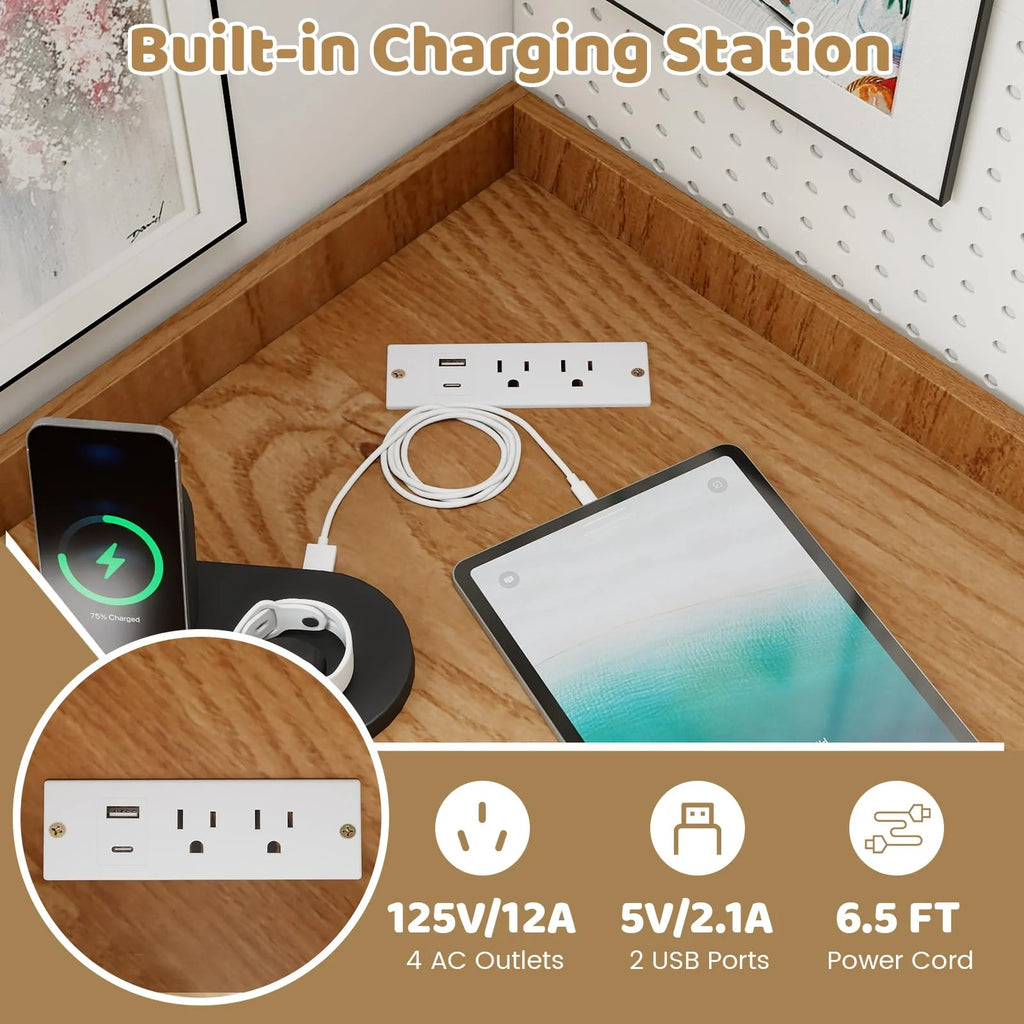 Tangkula 9 Cube Corner Bookshelf with Charging Station