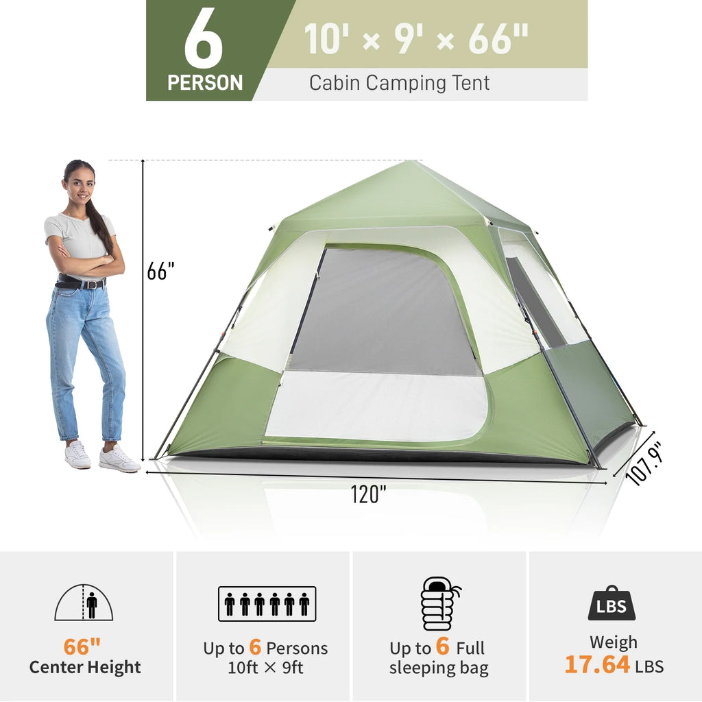 Zimtown 10 Person Tent Large Multi Room Tent for Family Camping Cabin Huge Tent with Carry Bag