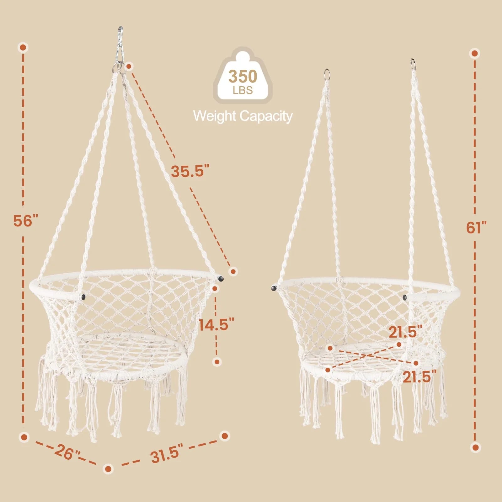 Tangkula Boho Style Macrame Hammock Swing