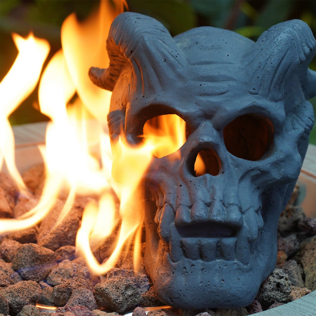 AECOJOY Refractory Materials Fireproof Imitated Human Fire Pit Skulls Gas Log, Halloween Decor, BBQ