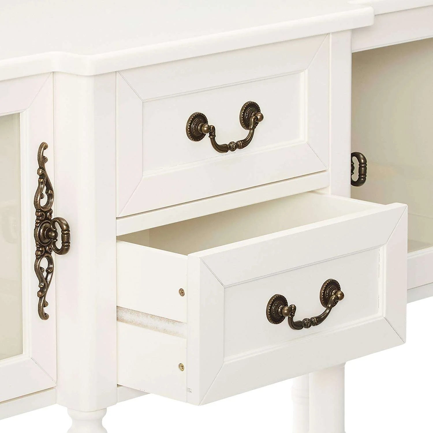 Kings Brand Furniture Wood Buffet Sideboard Cabinet Console Table, Cream White
