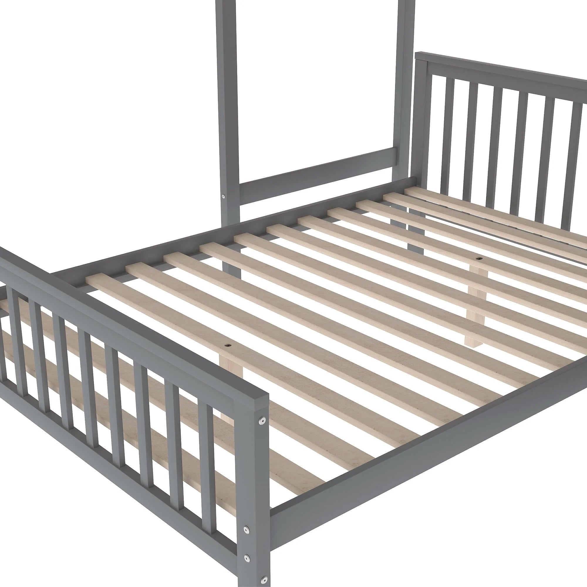 Euroco Wood Stairway Twin Loft Bed with Full Platform and Drawer