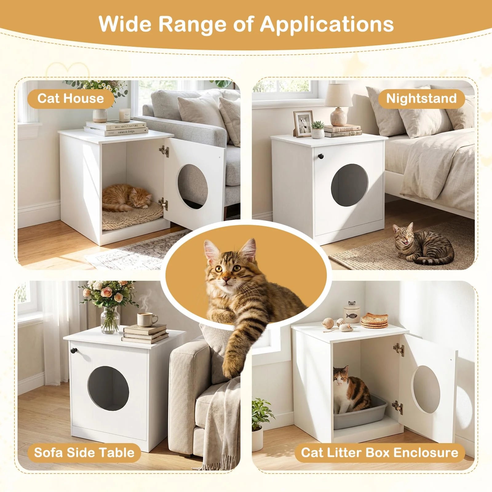Tangkula 22 Inch Modern Hidden Cat Litter Box Furniture with Front Entry Door