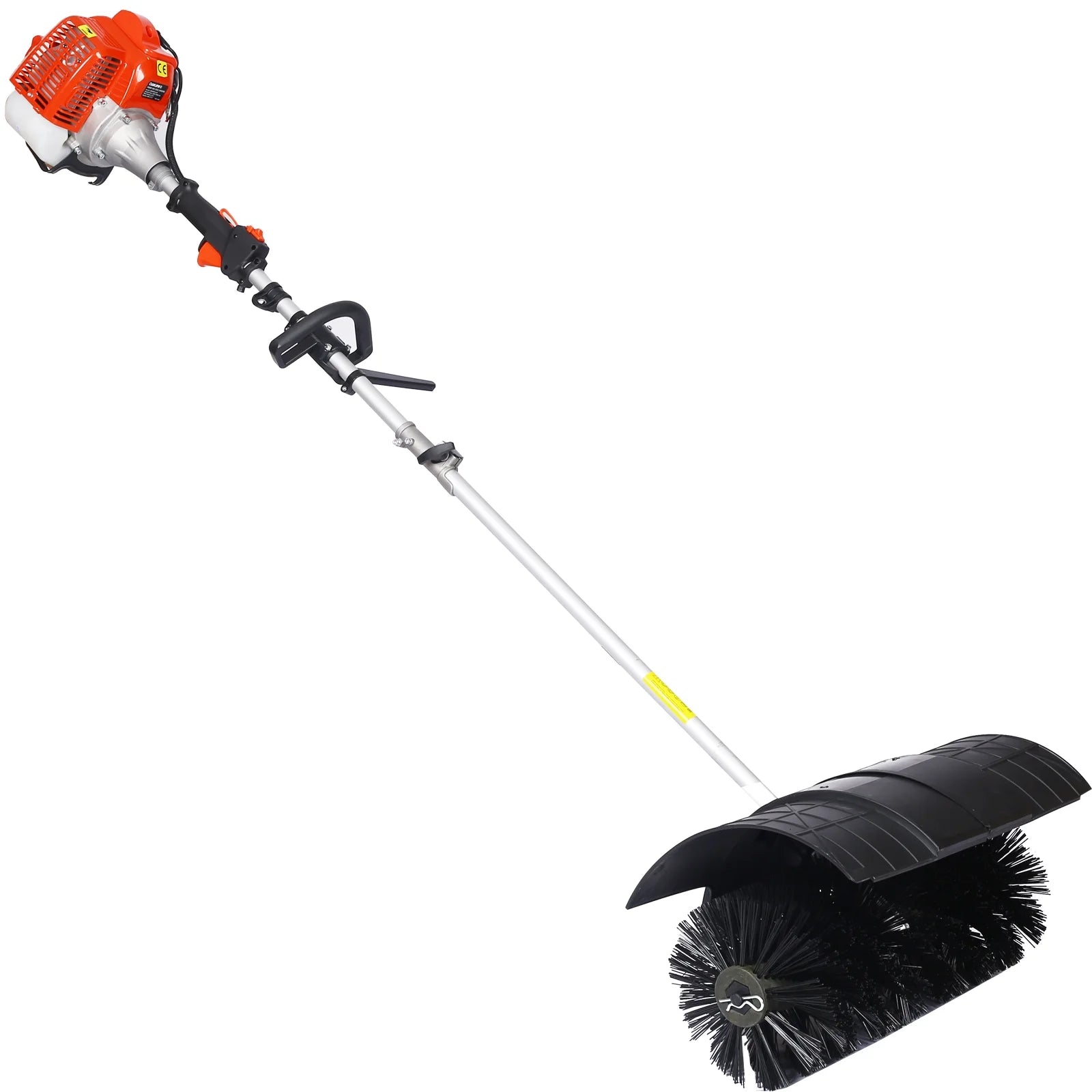 Power Snow Sweeper Brush Machine, 52cc Gasoline Walk - Behind Power Broom for Artificial Lawn Dirt Debris, 24" X 9" Brush, EPA Approved