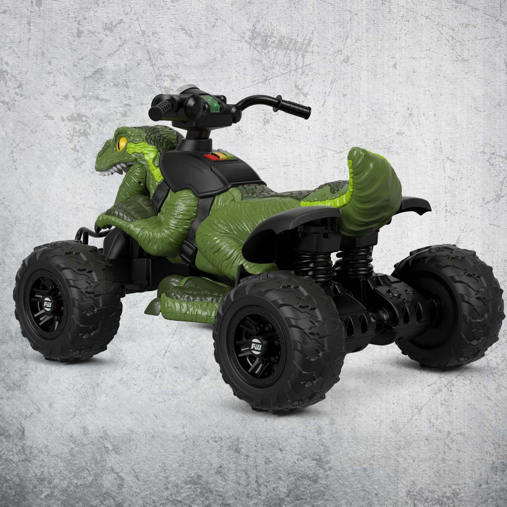 Fisher-Price Power Wheels Jurassic World Dino Racer Ride-On ATV, 6 MPH Green Dinosaur Toy