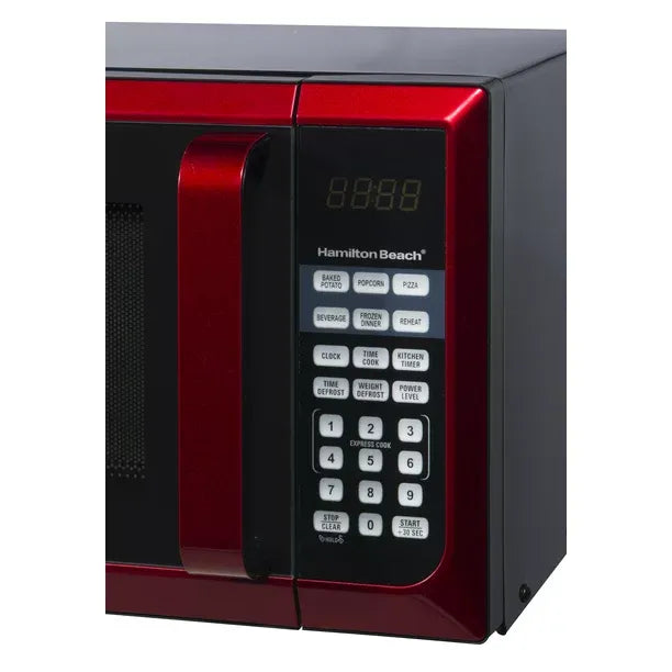 Hamilton Beach Red Stainless Steel Microwave Oven 0.9 Cu. Ft., 900W, LED Display