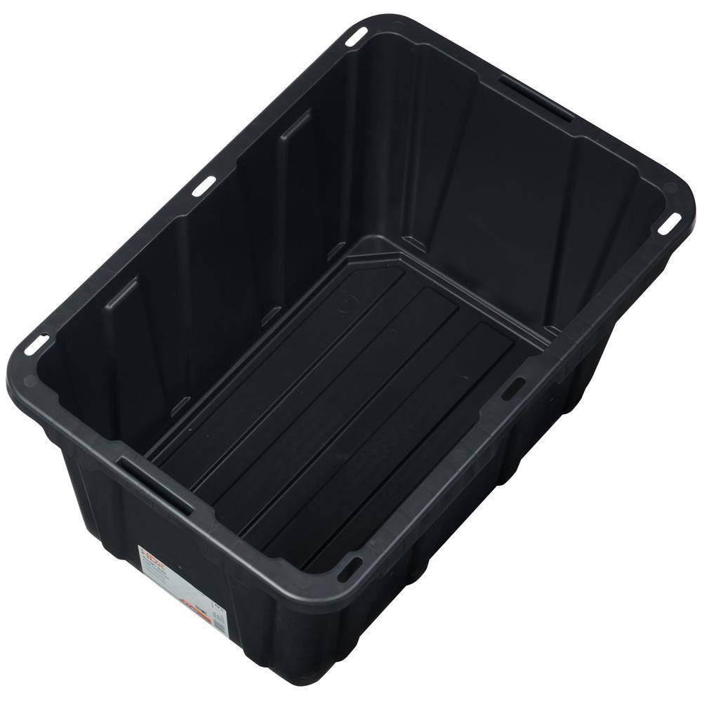 HDX 27-Gallon Black Stackable Waterproof Storage Tote with Yellow Lid, 5-Pack