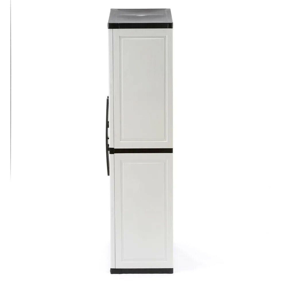 HDX Gray Plastic Freestanding Garage Cabinet with Adjustable Shelves & Lockable Doors, 35"W x 71"H x 18"D
