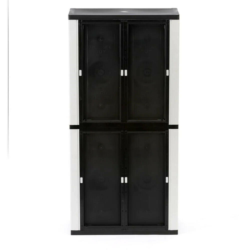HDX Gray Plastic Freestanding Garage Cabinet with Adjustable Shelves & Lockable Doors, 35"W x 71"H x 18"D