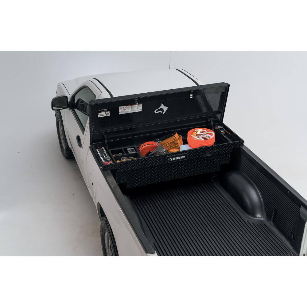Husky Low Profile Black Aluminum Truck Tool Box for Mid-Size Trucks