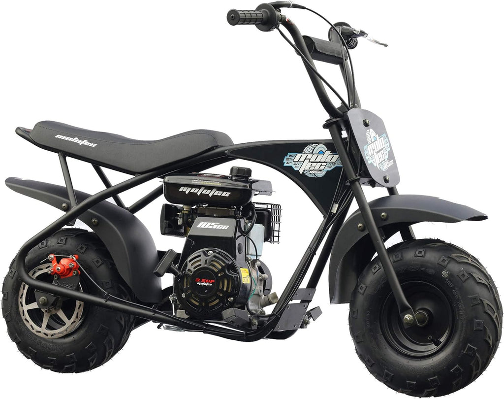 MotoTec 105CC 3.5HP Mini Bike, Black, Alloy Steel, 23mph Speed, Indoor Use, Distance Monitor, 185lbs Capacity
