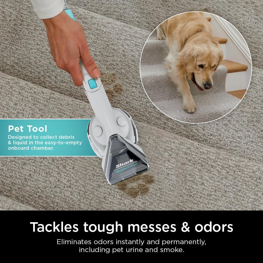 Shark CarpetXpert EX201 Carpet Cleaner, Cyan - Powerful Suction, StainStriker Tech, Pet Stain Removal, Includes Tools