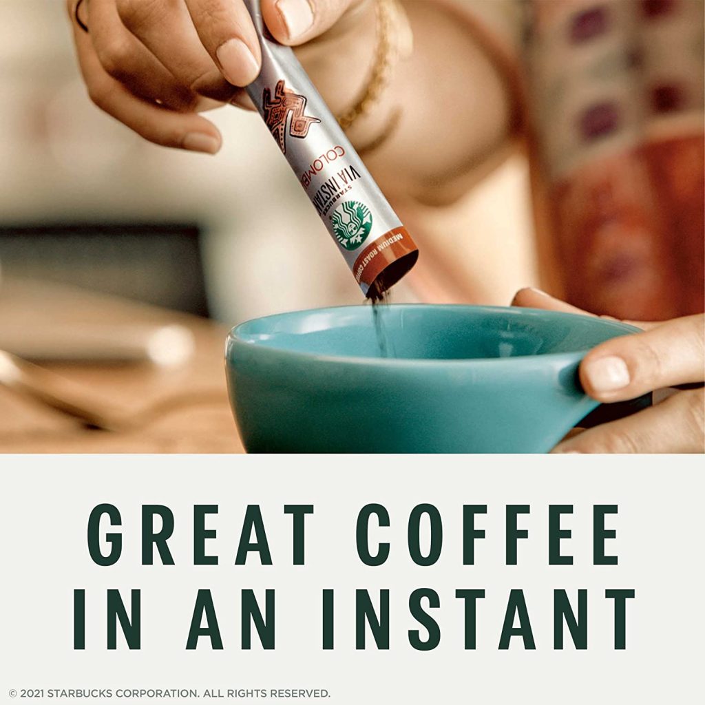 Starbucks VIA Instant Decaf Italian Roast Coffee, Dark Roast, 100% Arabica, 50 Packets