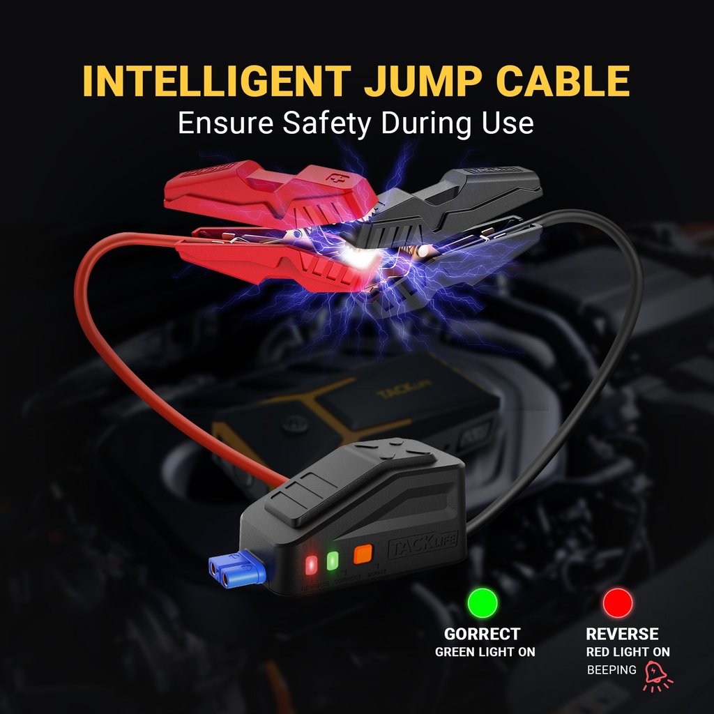 TACKLIFE T8 Car Jump Starter 800A 18000mAh for 7.0L Gas & 5.5L Diesel, 12V Battery Booster with Quick Charge & Safety Features