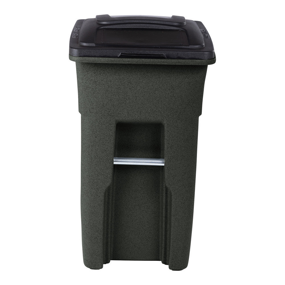 Toter 32 Gallon Greenstone Trash Can with Quiet Wheels & Attached Lid - Durable Indoor/Outdoor Waste & Recycling Container