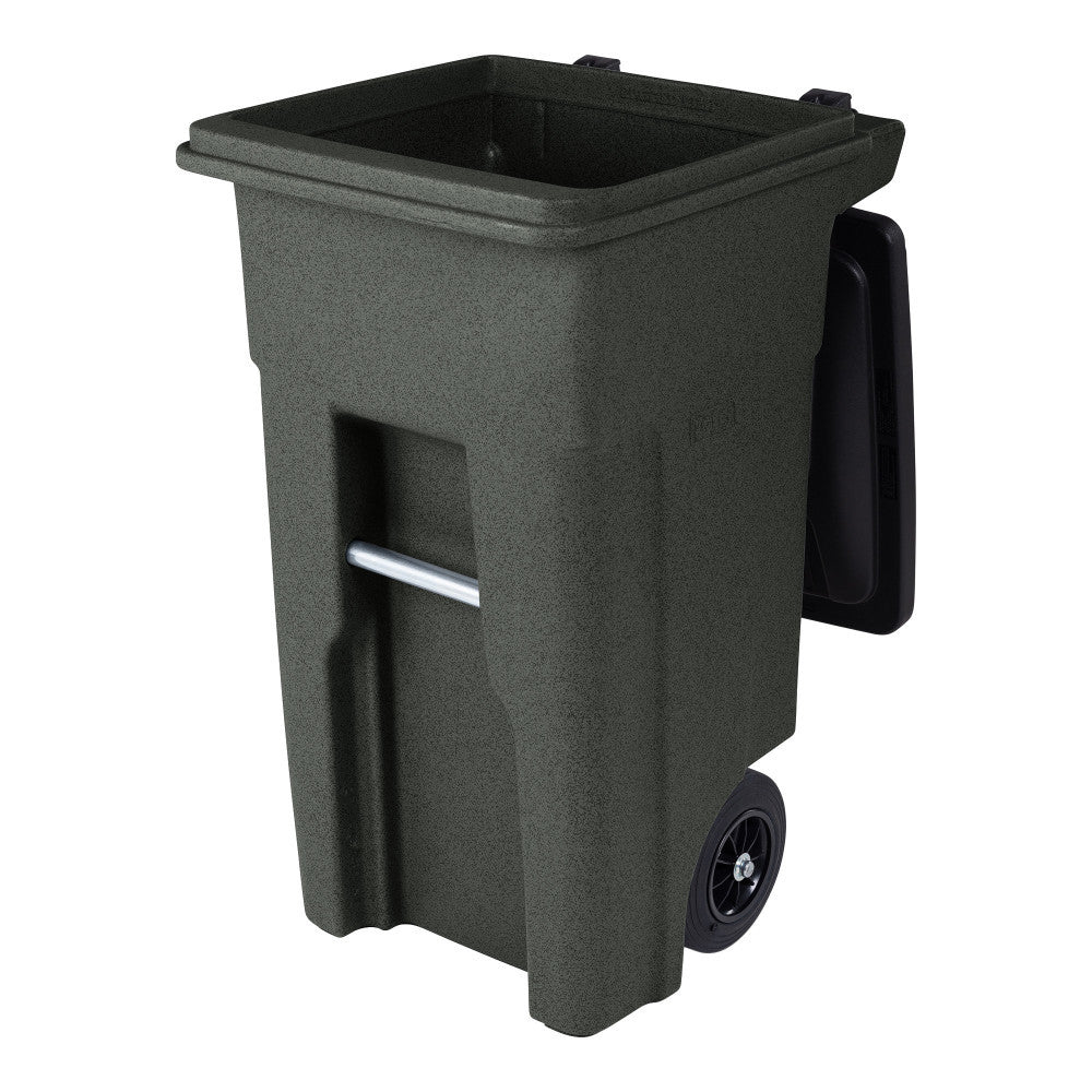 Toter 32 Gallon Greenstone Trash Can with Quiet Wheels & Attached Lid - Durable Indoor/Outdoor Waste & Recycling Container