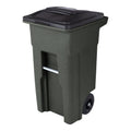 Toter 32 Gallon Greenstone Trash Can with Quiet Wheels & Attached Lid - Durable Indoor/Outdoor Waste & Recycling Container