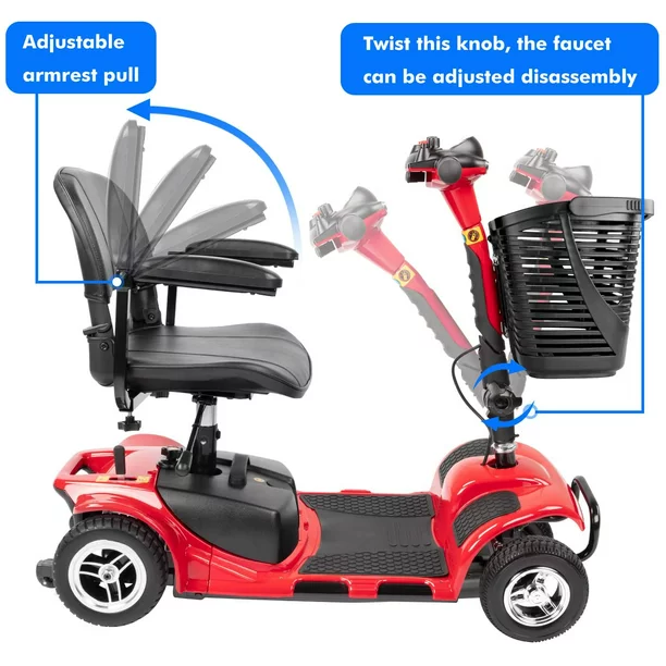 UltraLite Model A898 4-Wheel Mobility Scooter, Portable & Lightweight, 14-Mile Range