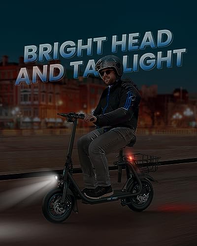 URBANMAX C1 Electric Scooter with Seat, 450W Motor, 22 Miles Range, Foldable, Dual Braking, Black
